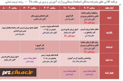 برنامه کلاس های پذیرفته شدگان استخدام پیمانی وزارت آموزش و پرورش  -   رشته تربیت بدنی 2