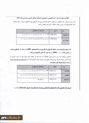 اطلاعیه ثبت نام پذیرفته شدگان آزمون سراسری سال 1396