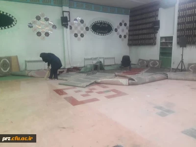 غبارروبی نمازخانه پردیس به مناسبت اغاز ماه مبارک رمضان